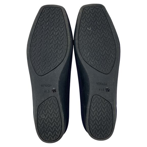 Vivaia Margot 2.0 Dark Navy Blue Ribbed Knit Square-Toe V-Cut Ballet Flats 10W - Picture 6 of 10
